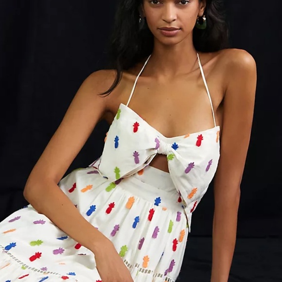 FARM RIO Pineapple Midi Dress with Bow XS - $235 - Picture 4 of 8